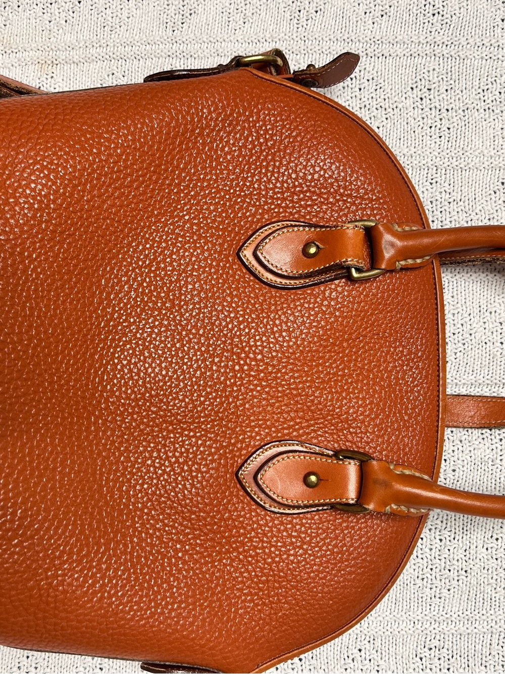 Vintage Dooney & Bourke Cognac Pebbled Leather Satchel with Crossbody Strap - Picture 8 of 8